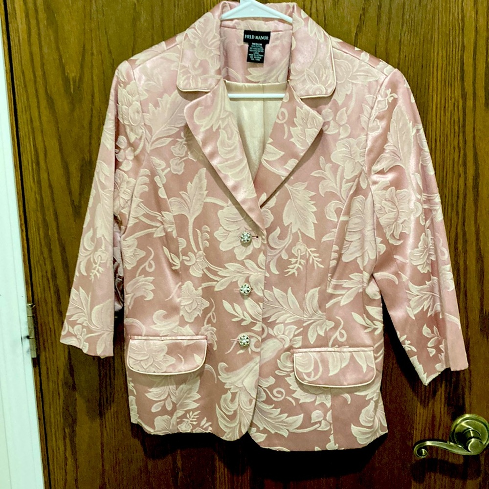 Beautiful pink jacquard floral jacket